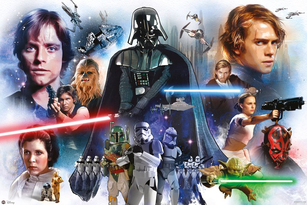 Star Wars Poster Episode 1 bis 6 Charaktere 91,5 x 61 cm