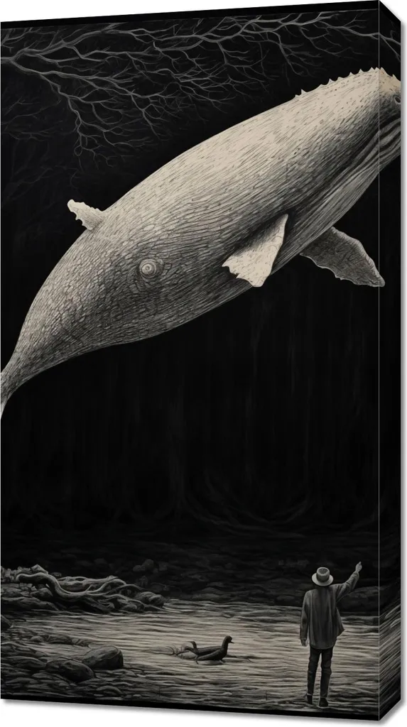 Quadro 50x90 cm Balena bianca
