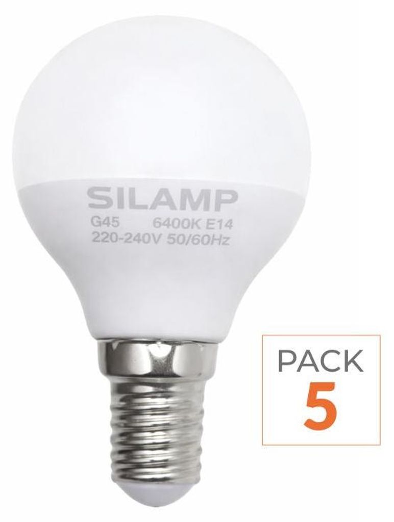 LED-Glühlampe E14 8W 220V G45 300° (Packung mit 5 ) - Neutralweiß 4000K - 5500K