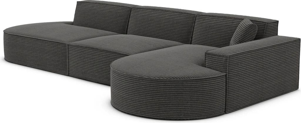 Cord L-Form Lounge Sofa Brevia Dunkelgrau Rechts