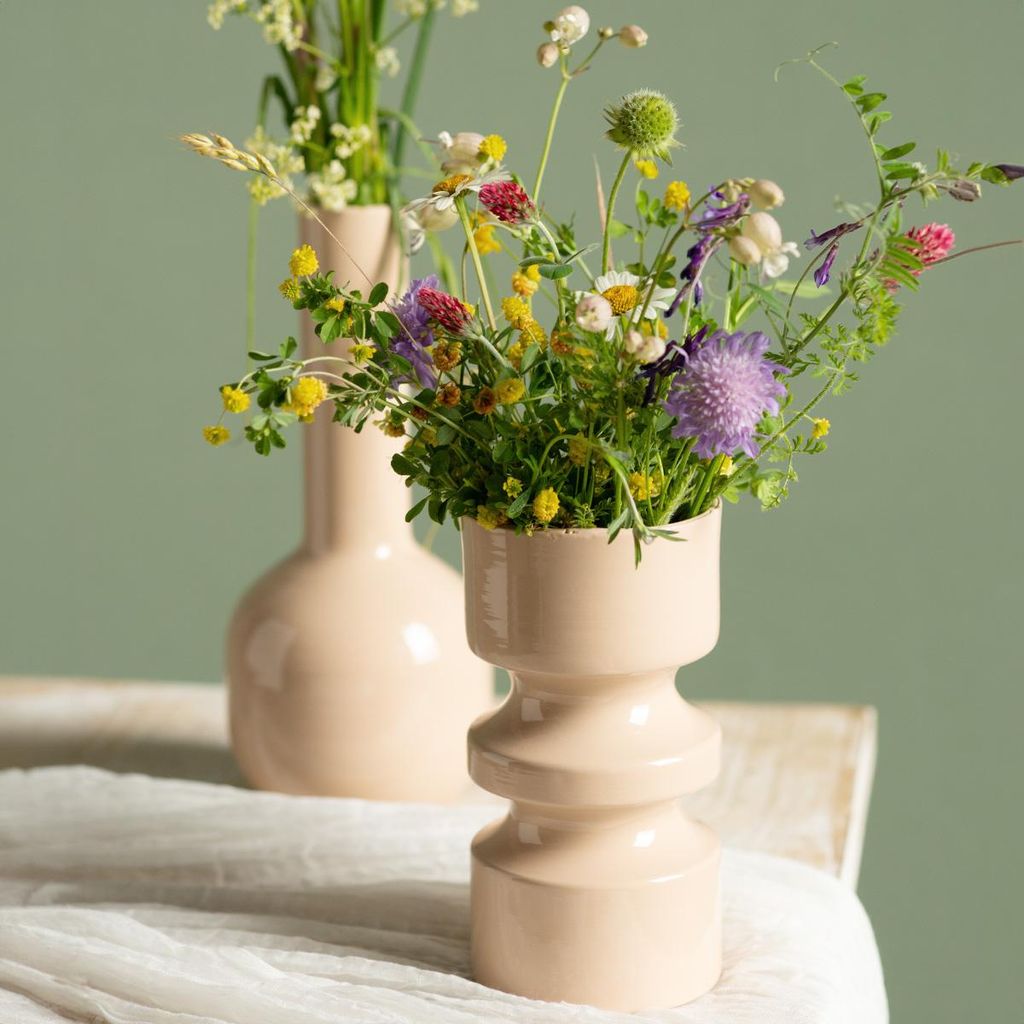 Metall Blumenvase Cappuccino Braun Emaille Ø9cm H17,5cm Deko