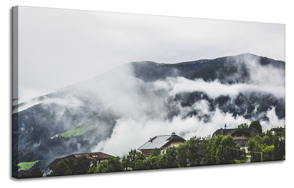 Leinwanddruck Natur - Berge im Nebel, 120 x 60 cm
