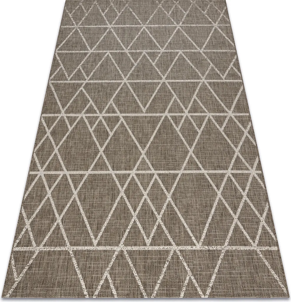 Tapis sisal synthétique Floorlux gris et champagne à triangles beige