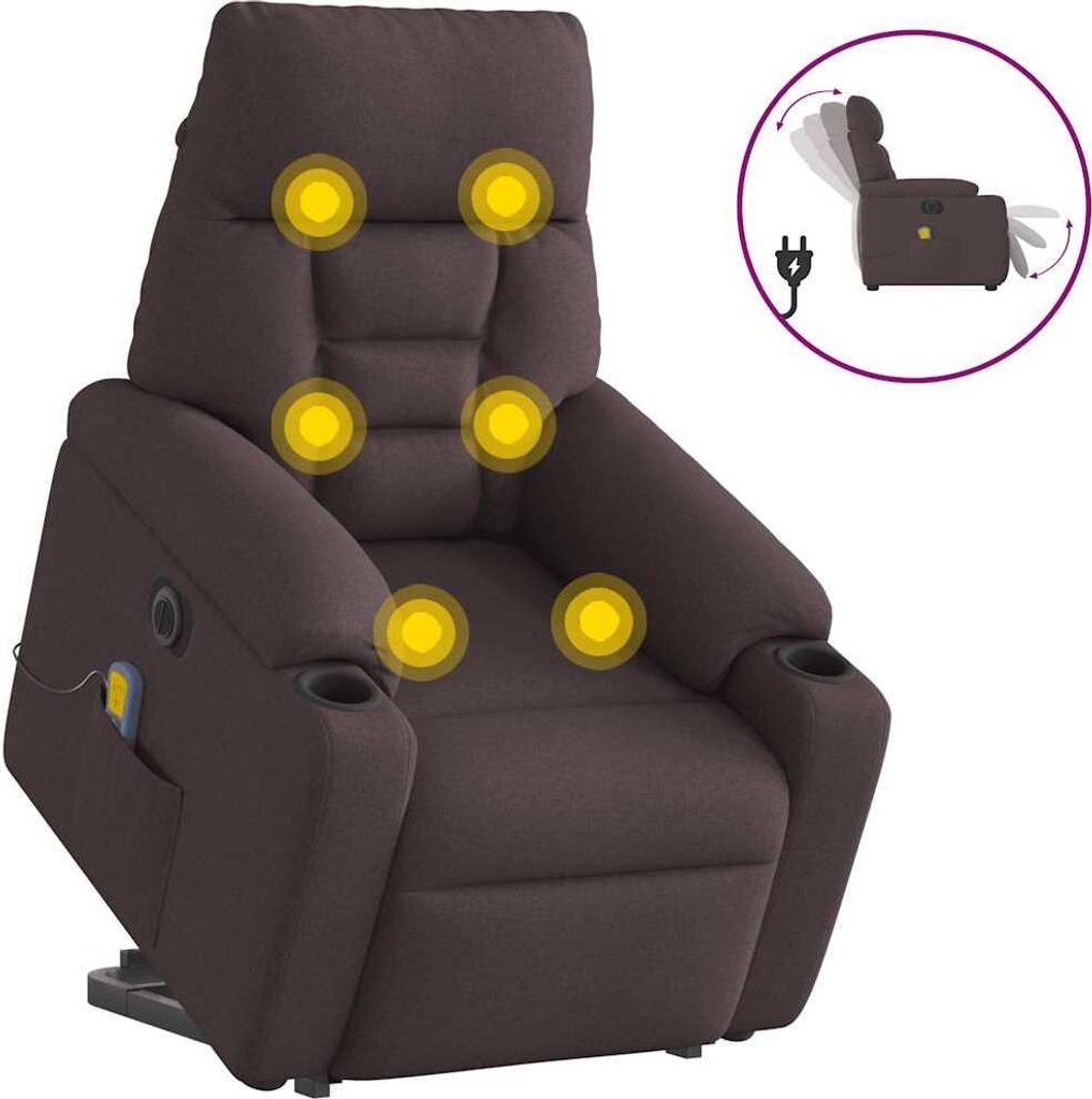 Elektrischer Massagesessel mit Aufstehhilfe Dunkelbraun Stoff
