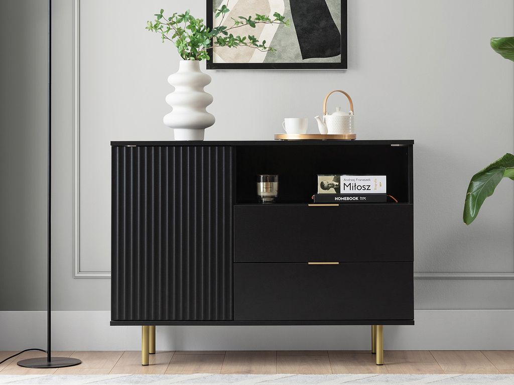 Cassettiera combinata per il soggiorno IREDELL - oro / nero Immagine del prodotto 