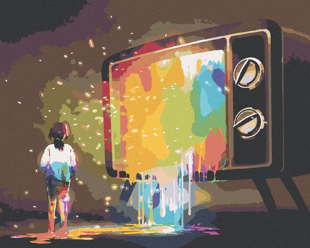 Zuty - Malen nach Zahlen - FARBIGES LICHT AUS DEM FERNSEHER, 40x50 cm, ohne Keilrahmen