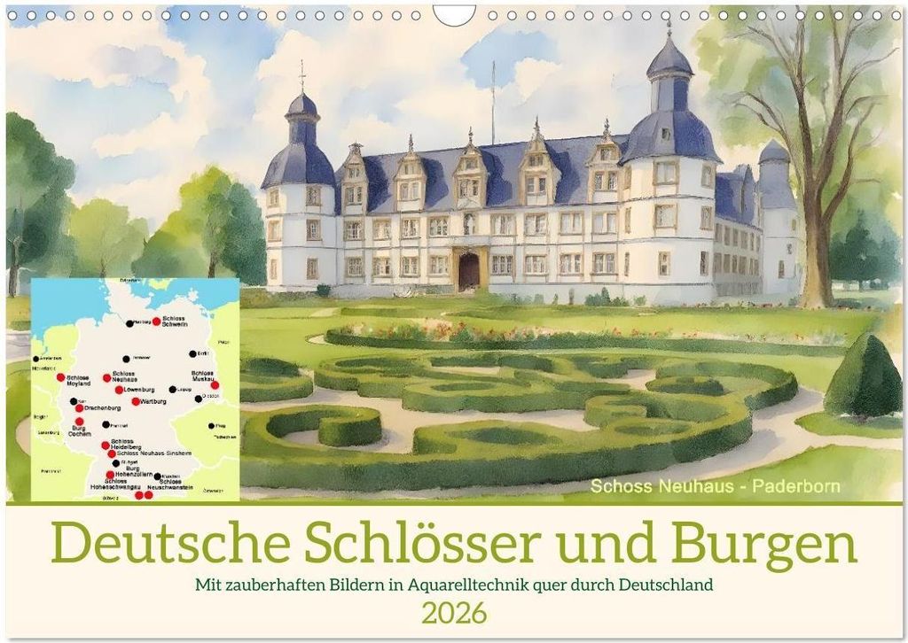 Deutsche Schlösser und Burgen (Wandkalender 2026 DIN A3 quer), CALVENDO Monatskalender