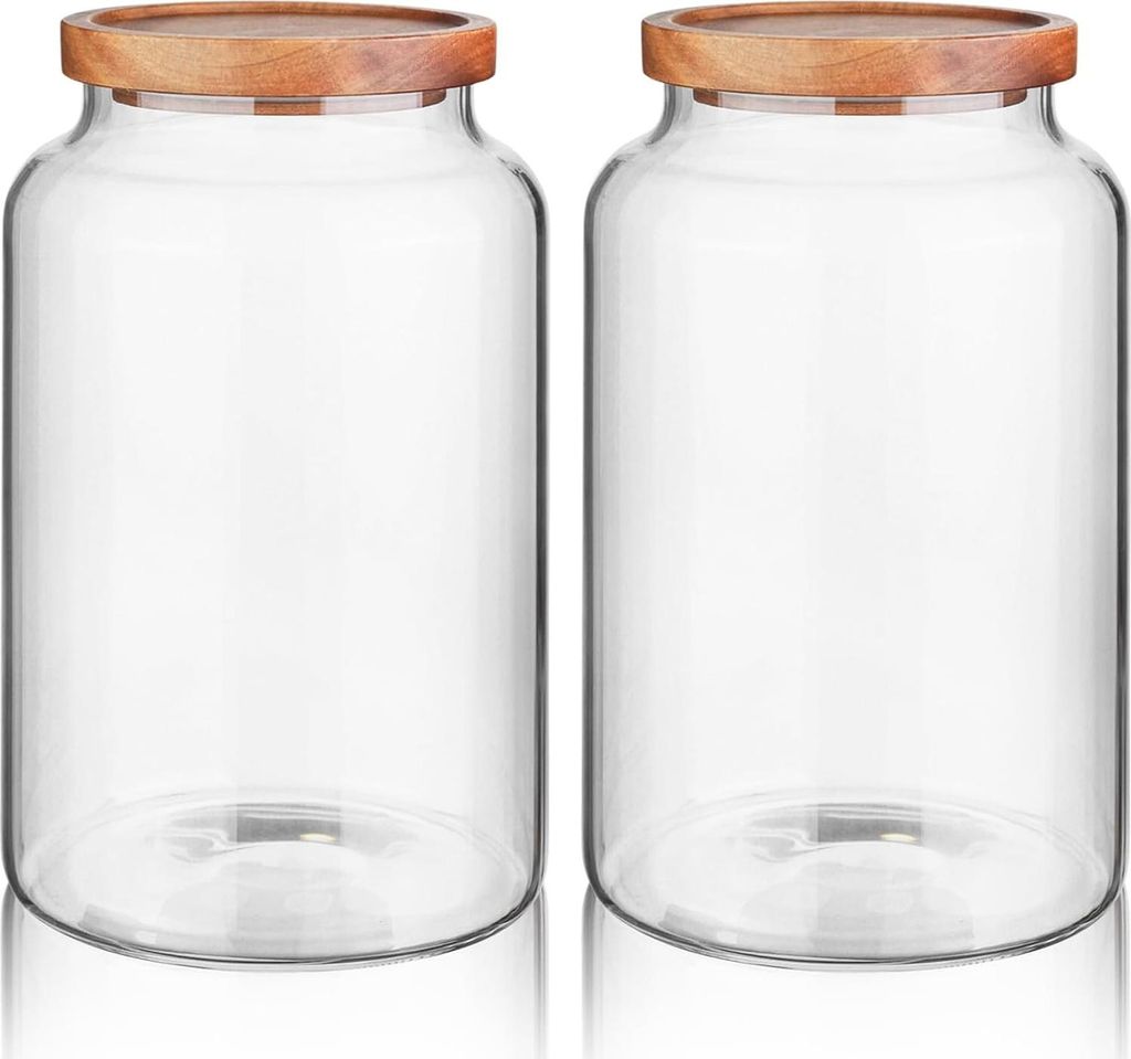 Glasbehälter mit Holzdeckel - lebensmittelecht - 5200 ml - Borosilikatglas