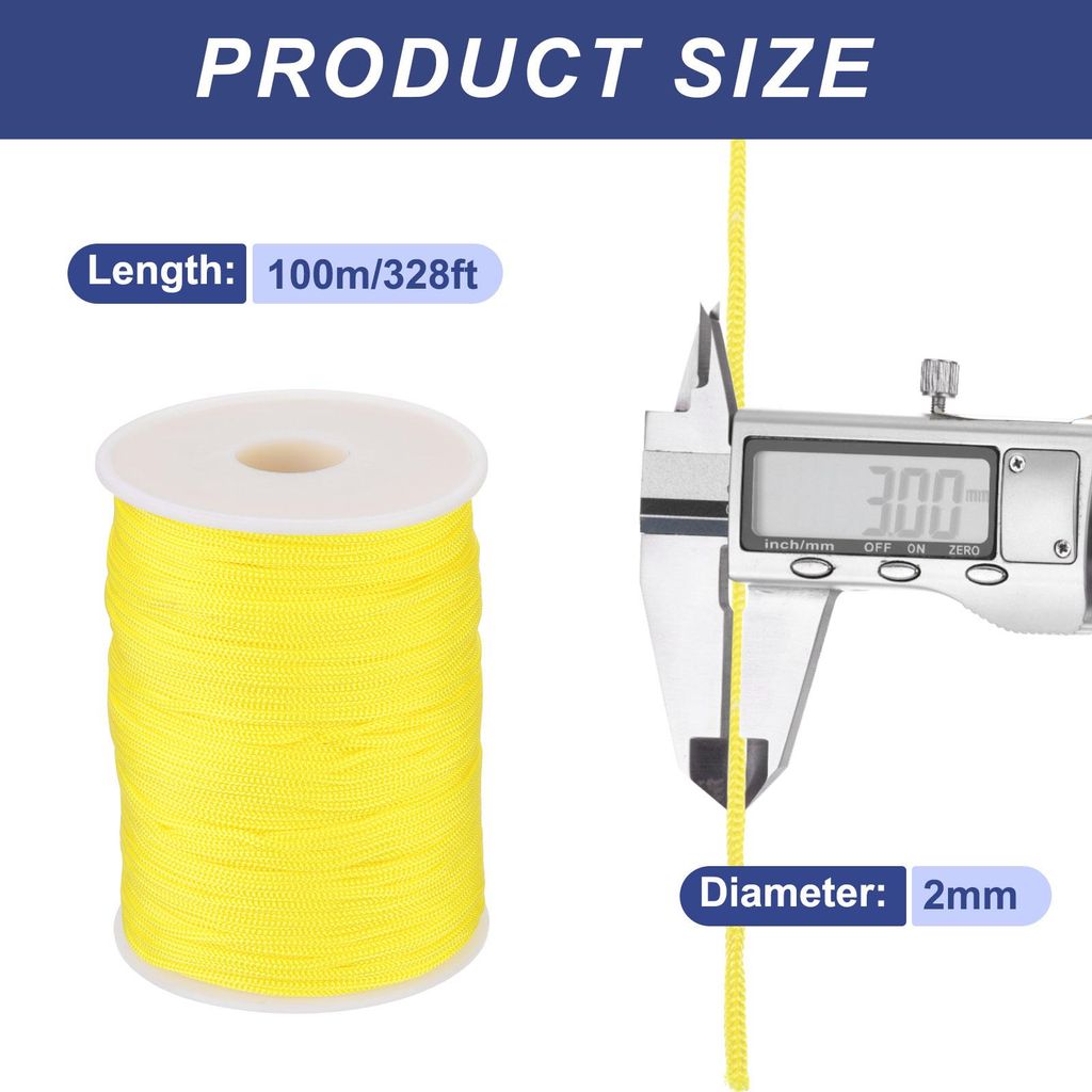 Polypropylen-Seil 2mm Polypropylenseil 10Om PP Flechtleine Textilseil Leine Nylonschnur Schnur Rei?feste Rope Kunststoffseil fš¹r W?scheleine Cam...