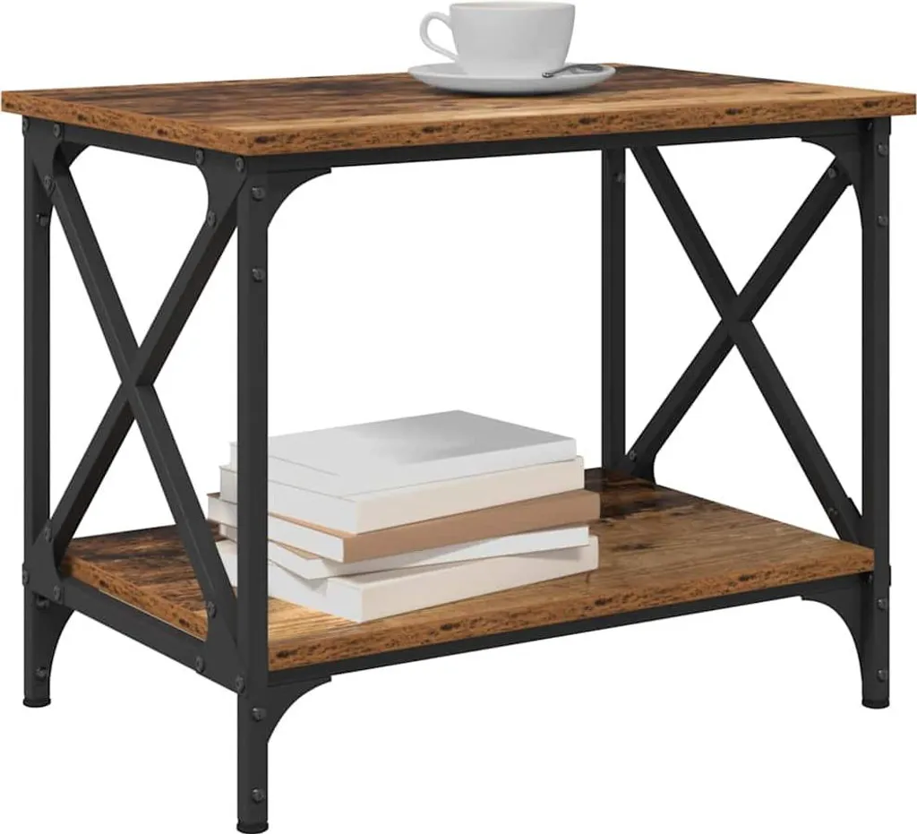 SYFAX Tavolo Lato Divano Legno Vecchio 55cm | Complemento d'Arredo - 2