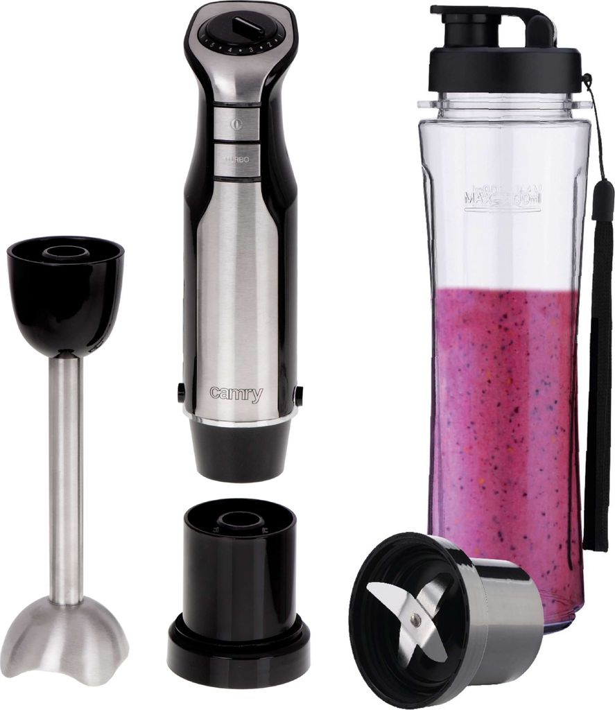 Frullatore A Immersione CAMRY CR 4615 700W - Con Borraccia 500 Ml, Lame Inox, Turbo, Per Frullati E Zuppe