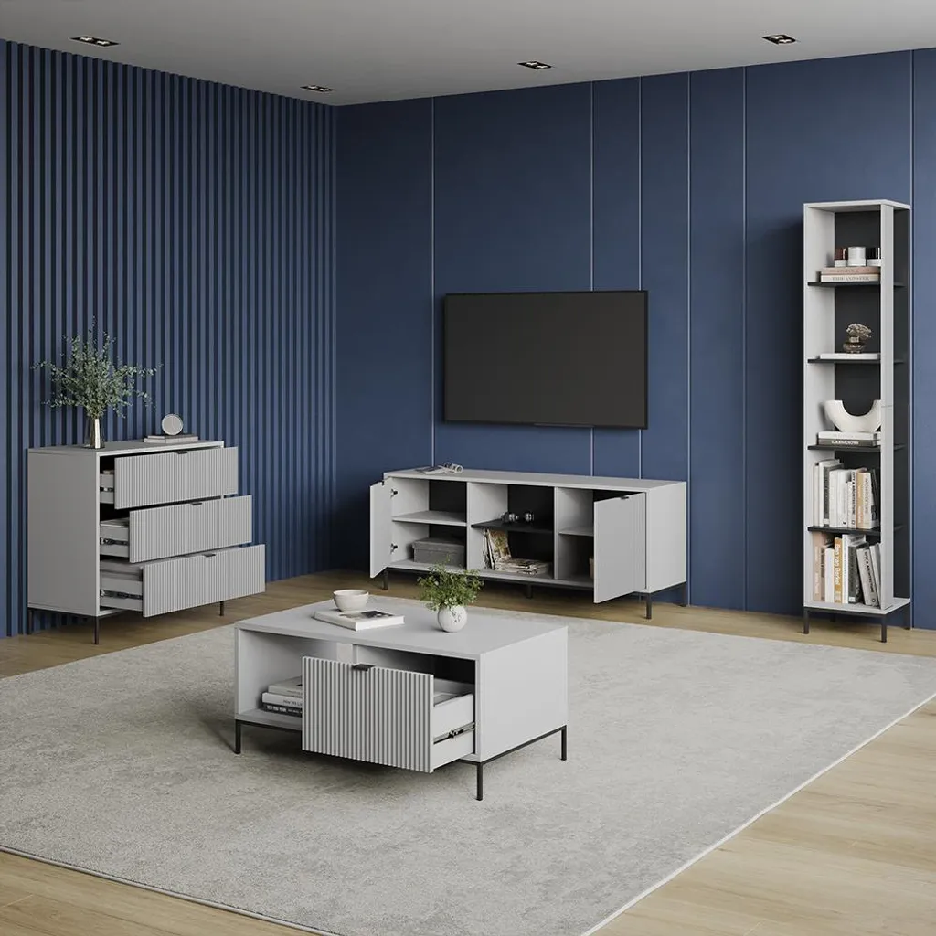 Rangement efficace : Commode 3 tiroirs Livinity Aterno Gris 81,2cm