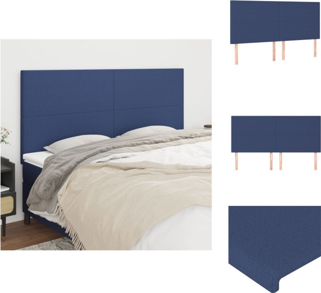 vidaXL Kopfteile 4 Stk. Blau 100x5x78/88 cm Stoff - Kopf- & Fußenden