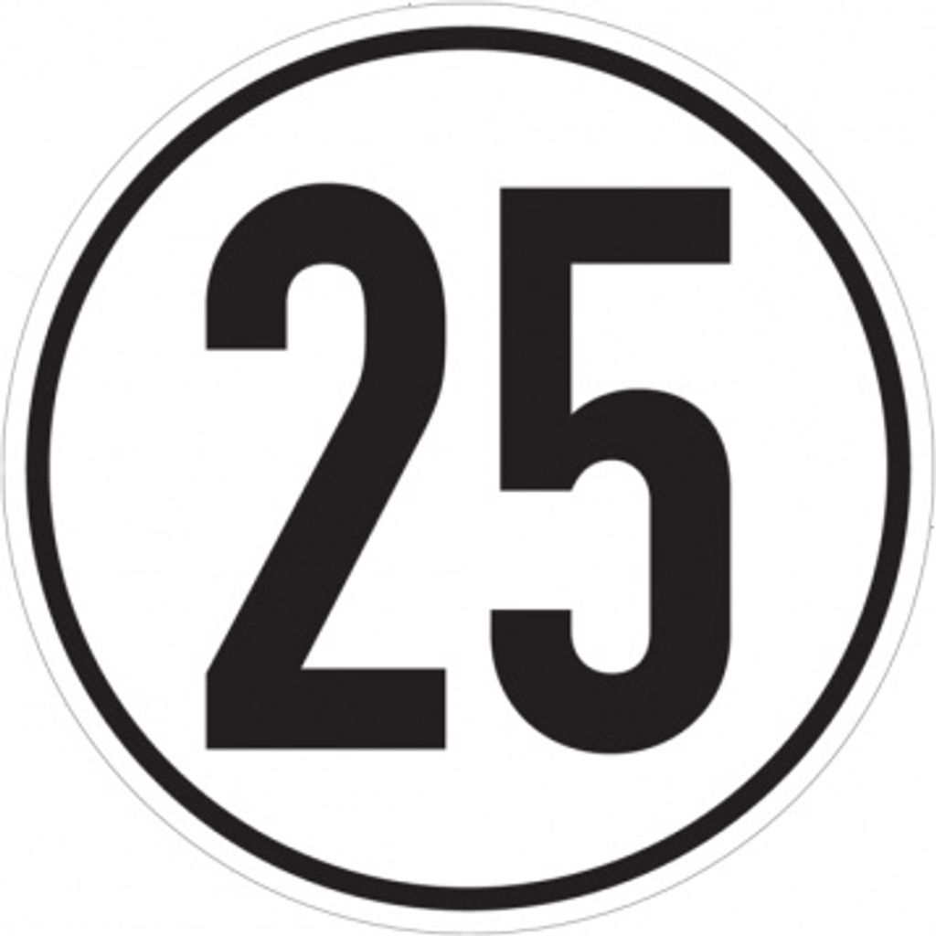 Dreifke Geschwindigkeitsschild "25" gemäß § 58 StVZO, Ø200mm, Folie selbstkl...