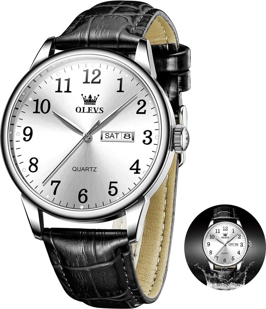 OLEVS Orologio Business Uomo - Quadrante Grande Elegante Data Quarzo