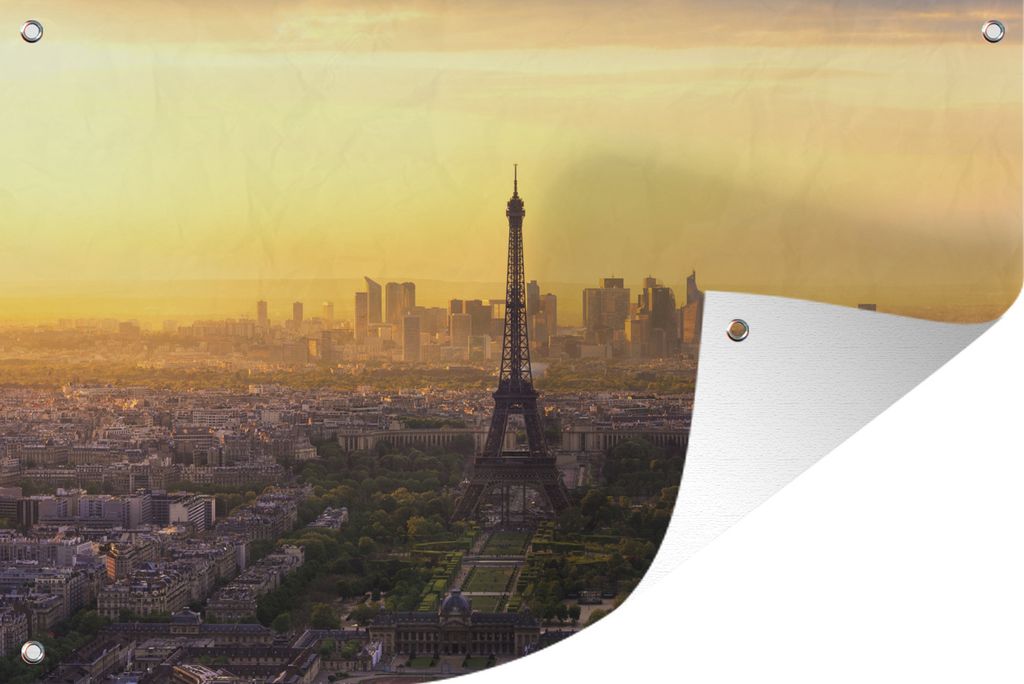 MuchoWow 60x40 cm Outdoor-Poster Gartendeko Sichtschutz Garten Poster für den Garten Paris - Eiffelturm - Licht