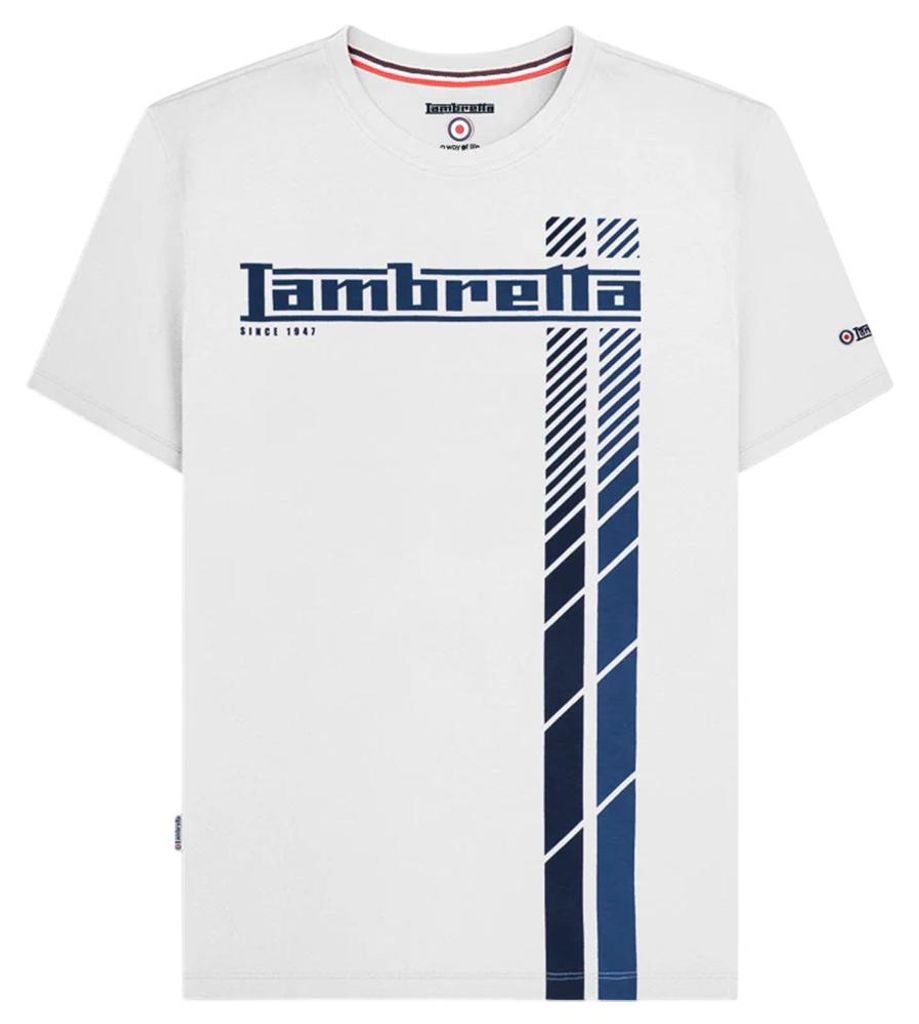 Lambretta - T-Shirt für Herren LB427 (L) (Weiß/Marine/Dunkelblau)