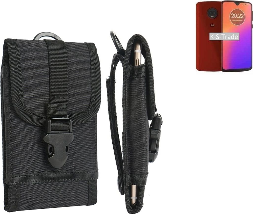K-S-Trade Holster Handy Hülle kompatibel mit Motorola Moto G7 Plus Holster Handytasche Gürtel Tasche Schutz Hülle Robust Outdoor schwarz