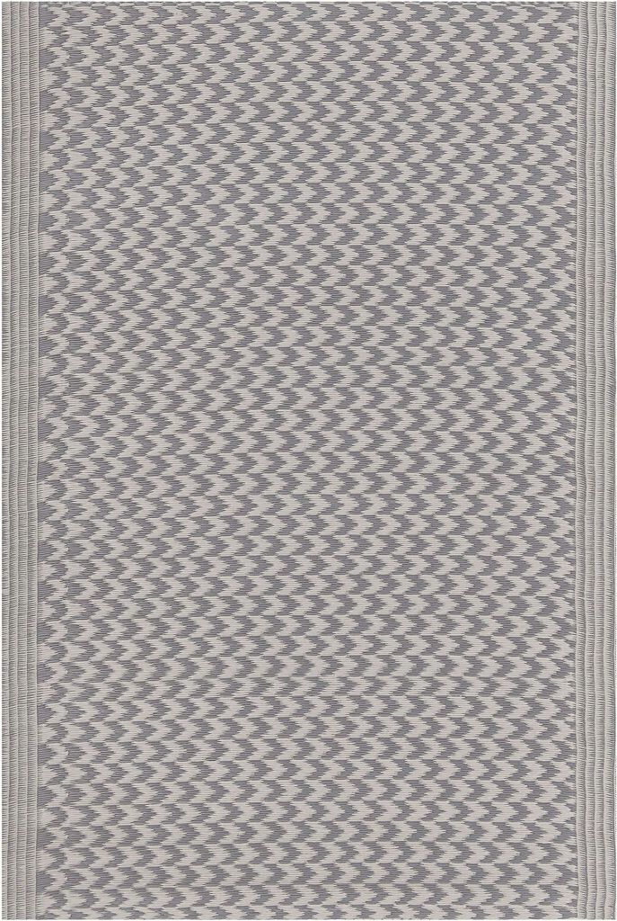 BELIANI Outdoor u. Indoor Teppich Grau Polypropylene 60 x 90 cm mit Zackenmuster Rechteckig Kurzflor Gartenaccessoires Terrasse Balkon Wohnzimmer