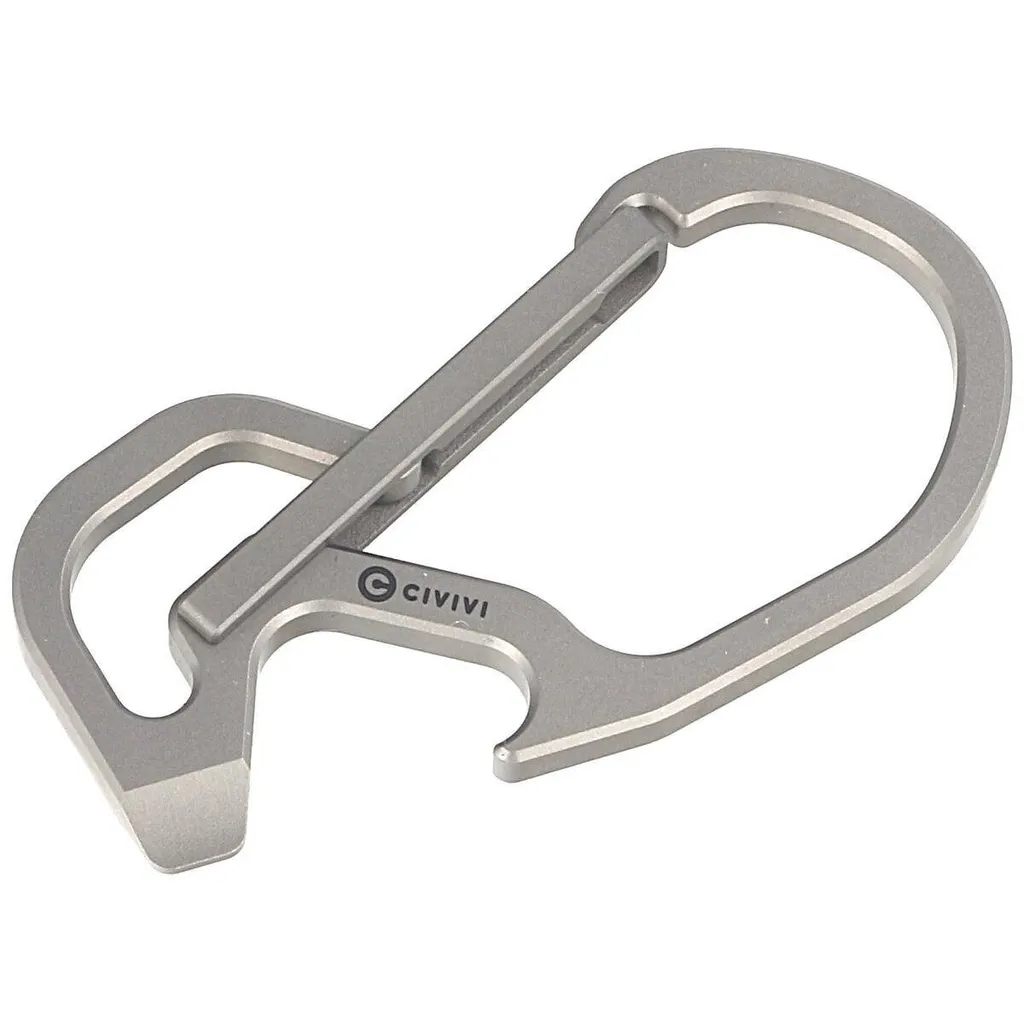Mousqueton Porte-clés Multi-usage en Titane Gris - Outil EDC Compact