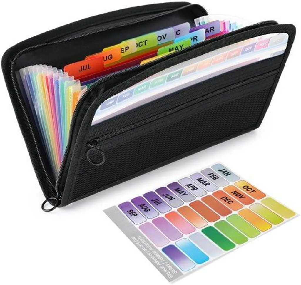 Pochette de rangement A5 avec 13 compartiments pour reçus et factures