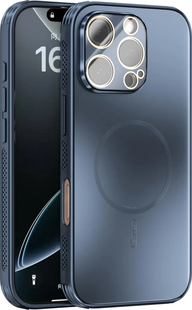 Cover iPhone 16 Pro Blu: Magnetica, Opaca e con Dissipazione Calore