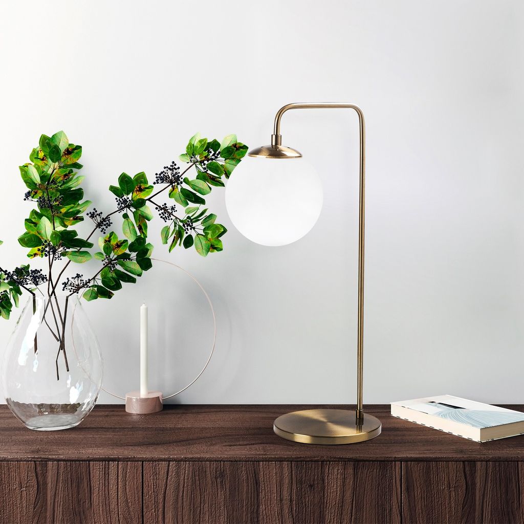 Opviq, Vintage Tischlampe mit Metallkörper und Glasabdeckung, 17 x 25 x 55 cm | E14 Fassung, max. 40 W, IP20 | Elegantes skandinavisches Design f...