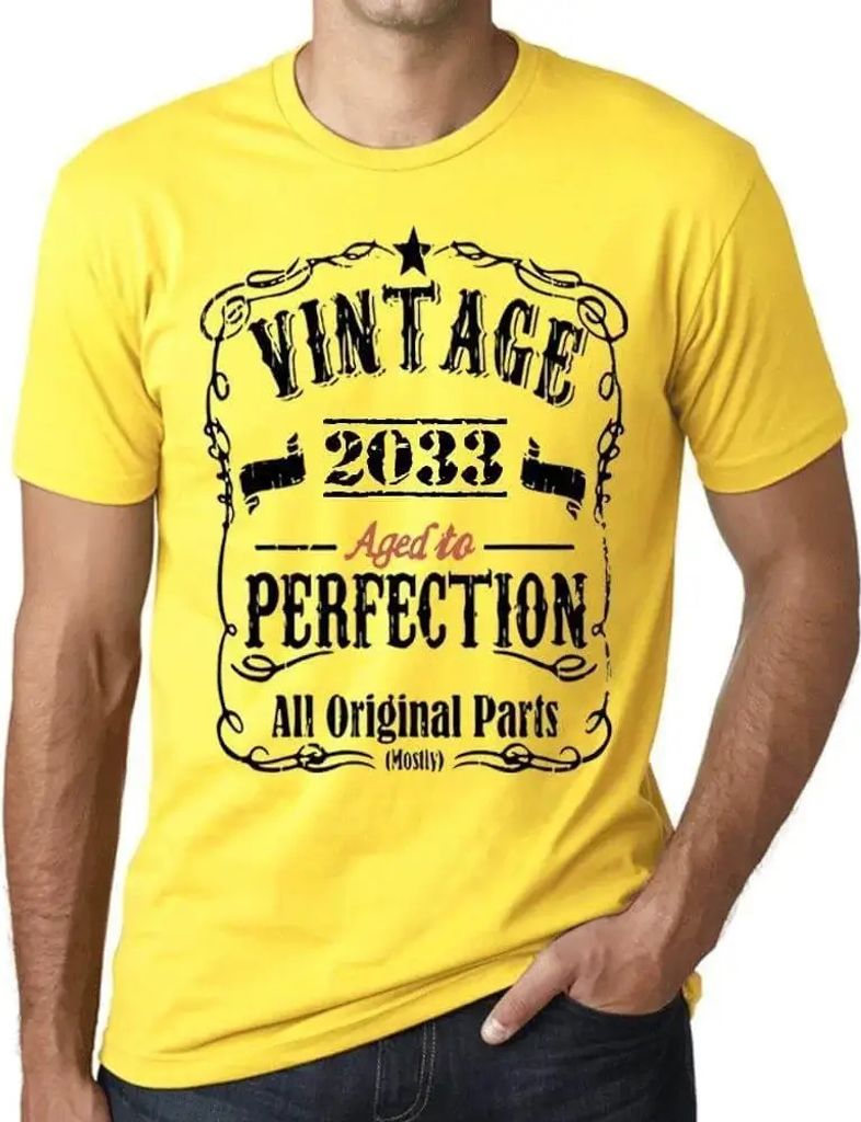 Herren Grafik T-Shirt Alle Originalteile bis zur Perfektion gealtert 2033 – All Original Parts Aged to Perfection 2033 – Öko-Verantwortlich Vi...
