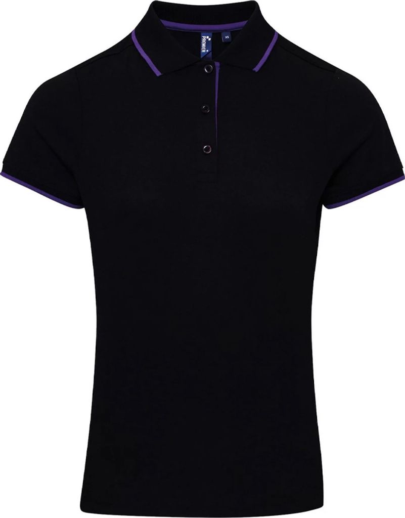 Premier - "Coolchecker" Poloshirt für Damen PC5459 (S) (Schwarz/Violett)