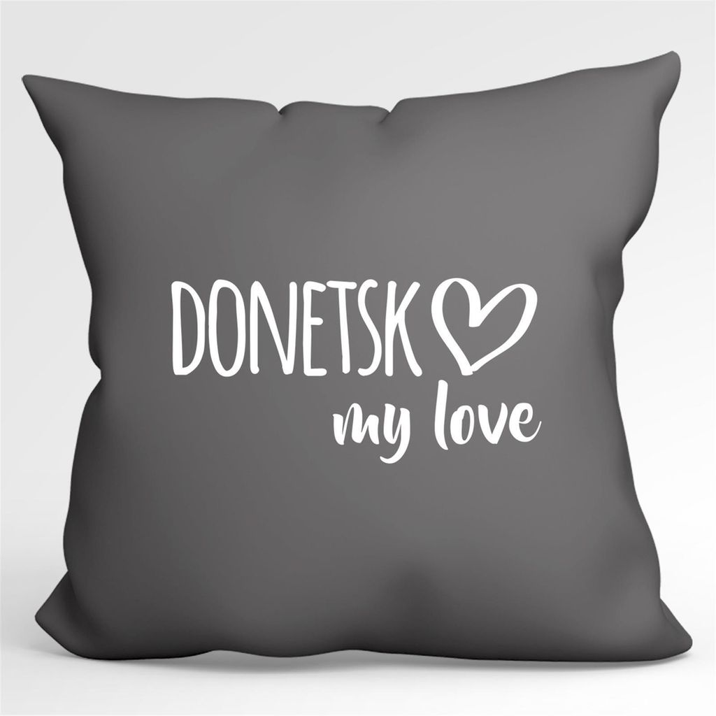 Huuraa Kissenbezug Donetsk my love 40x40cm Steel Grey Baumwolle Dekokissenbezug Geschenkidee