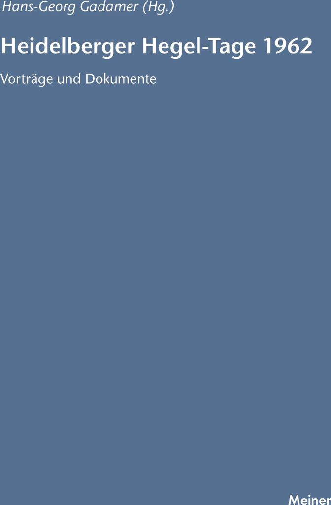 Heidelberger Hegel-Tage 1962