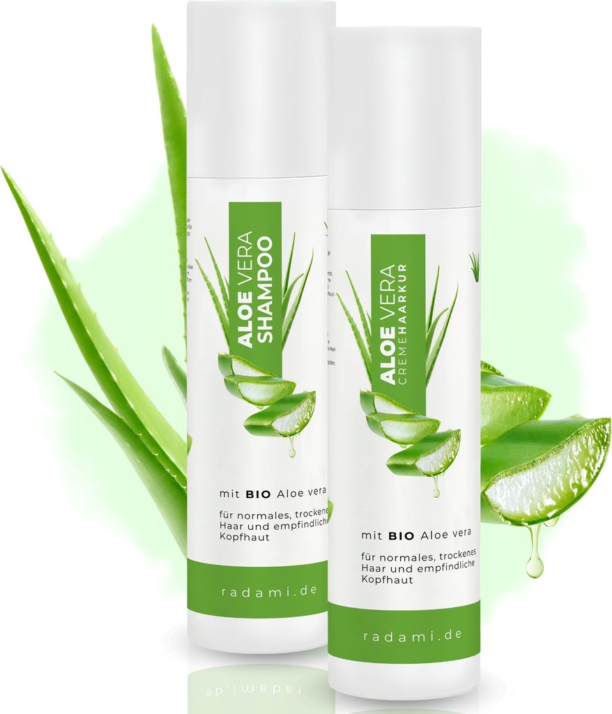Aloe Vera Set Shampoo und Cremehaarkur Bio Aloe vera für trockenes Haar und empfindliche Kopfhaut jeweils 250 ml