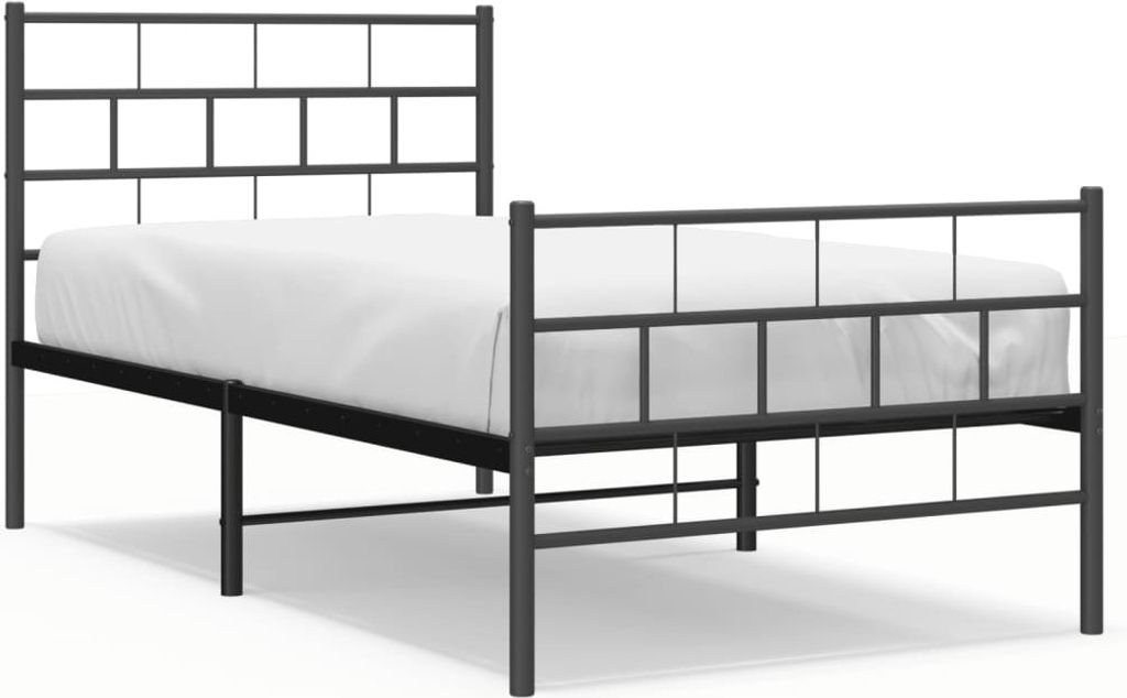 Bettgestell mit Kopf- und Fußteil Metall Schwarz 107x203 cm