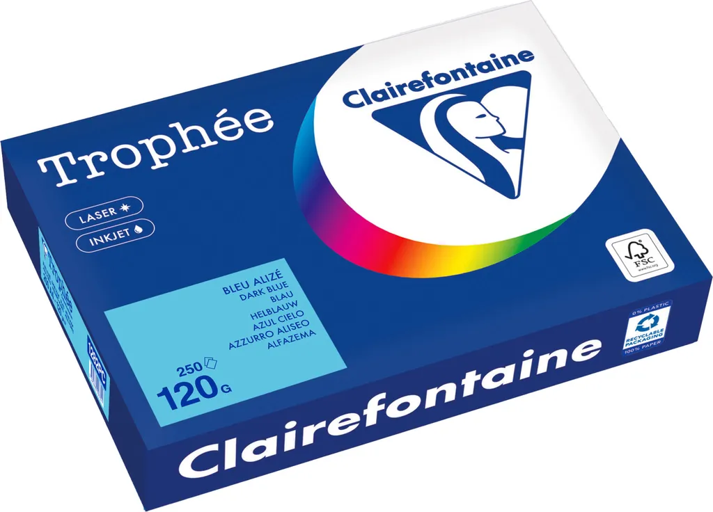 Clairefontaine 1282PC A4 120g Blu - Risma 250 Fogli per Stampe Laser