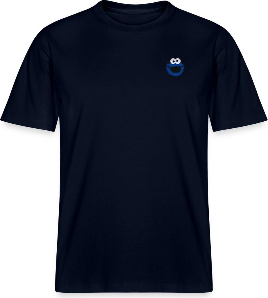 Spreadshirt Sesamstraße Stick Krümelmonster Relaxed Fit Uni T-Shirt, XXL, Navy