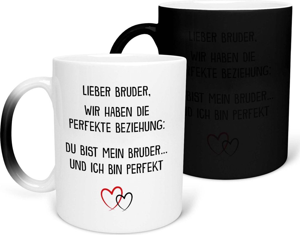 22Feels Zaubertasse Bruder Geschenk Geburtstag Weihnachten Geschwister Jungs Männer Haferl Teenager Bruderherz Geschenkidee Kaffeetasse Farbwechsel
