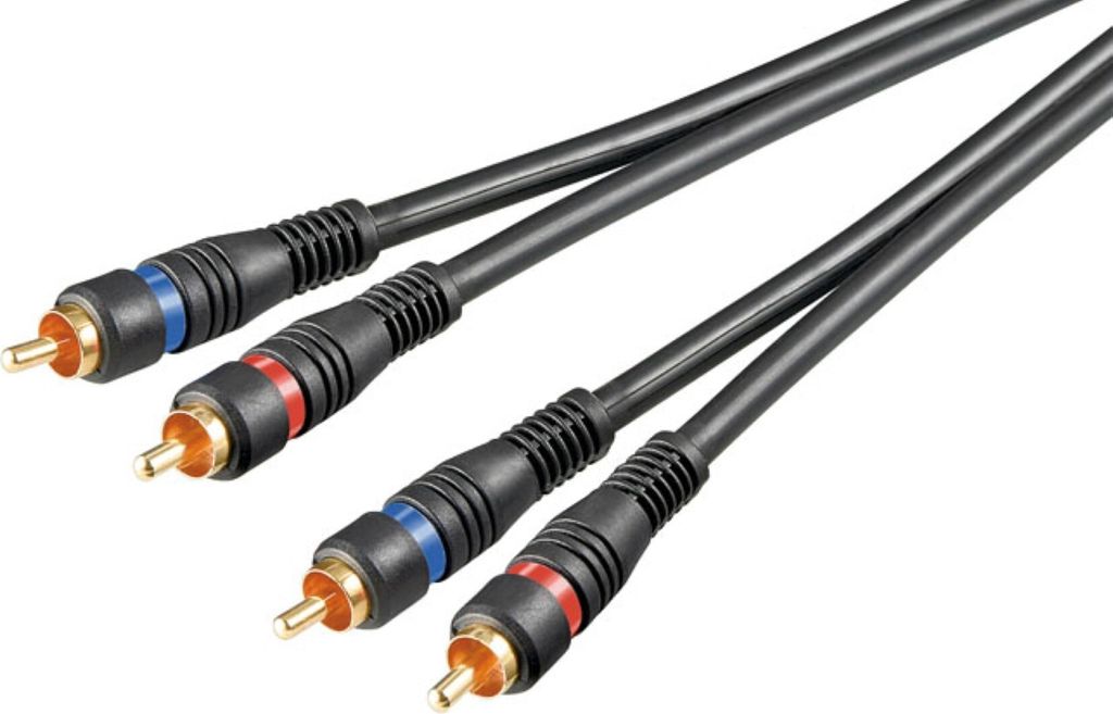 Stereo-Verbindungskabel 2x Cinch, zweifach geschirmt, 2x Cinch-Stecker > 2x Cinch-Stecker. Kabellänge 1.5 m