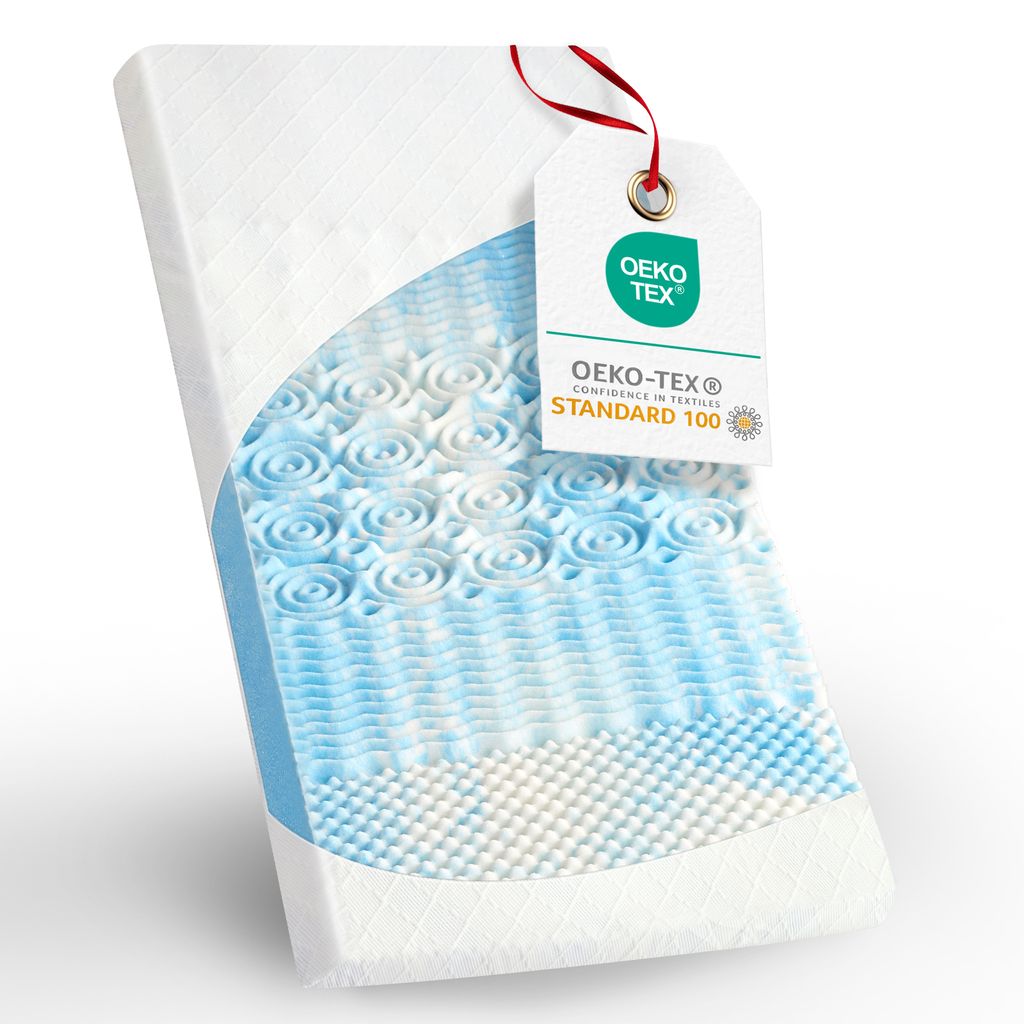 WENTA H3 Matratzentopper 120x200 cm, 5-Zonen Ergonomischer Topper, 7cm Höhe Gel-Memory-Schaum Topper mit Kühlfunktion,atmungsaktiv für Boxspring...
