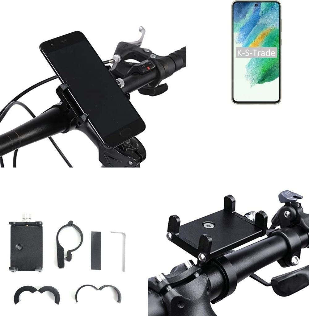 K-S-Trade Handyhalterung für das Fahrrad kompatibel mit Samsung Galaxy S21 FE Exynos Halter Lenkstange Fahrradhalterung Motorrad Bike Mount