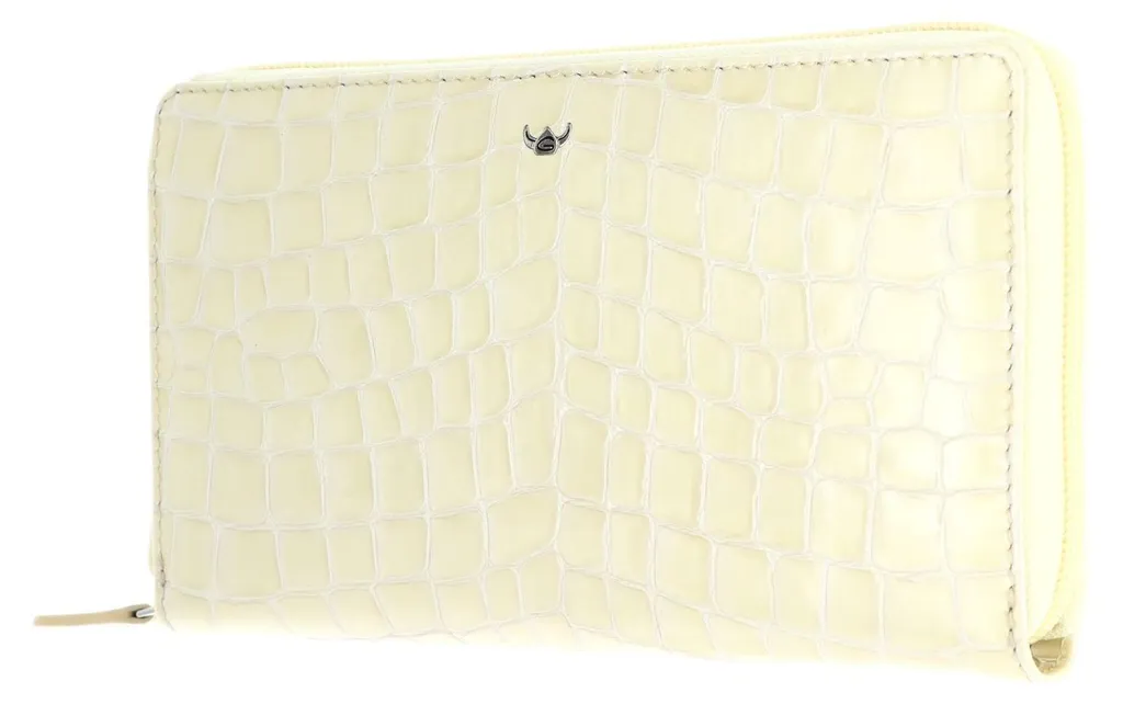 Portefeuille Femme en Cuir Beige Écru avec Zip et Blocage RFID Intégré