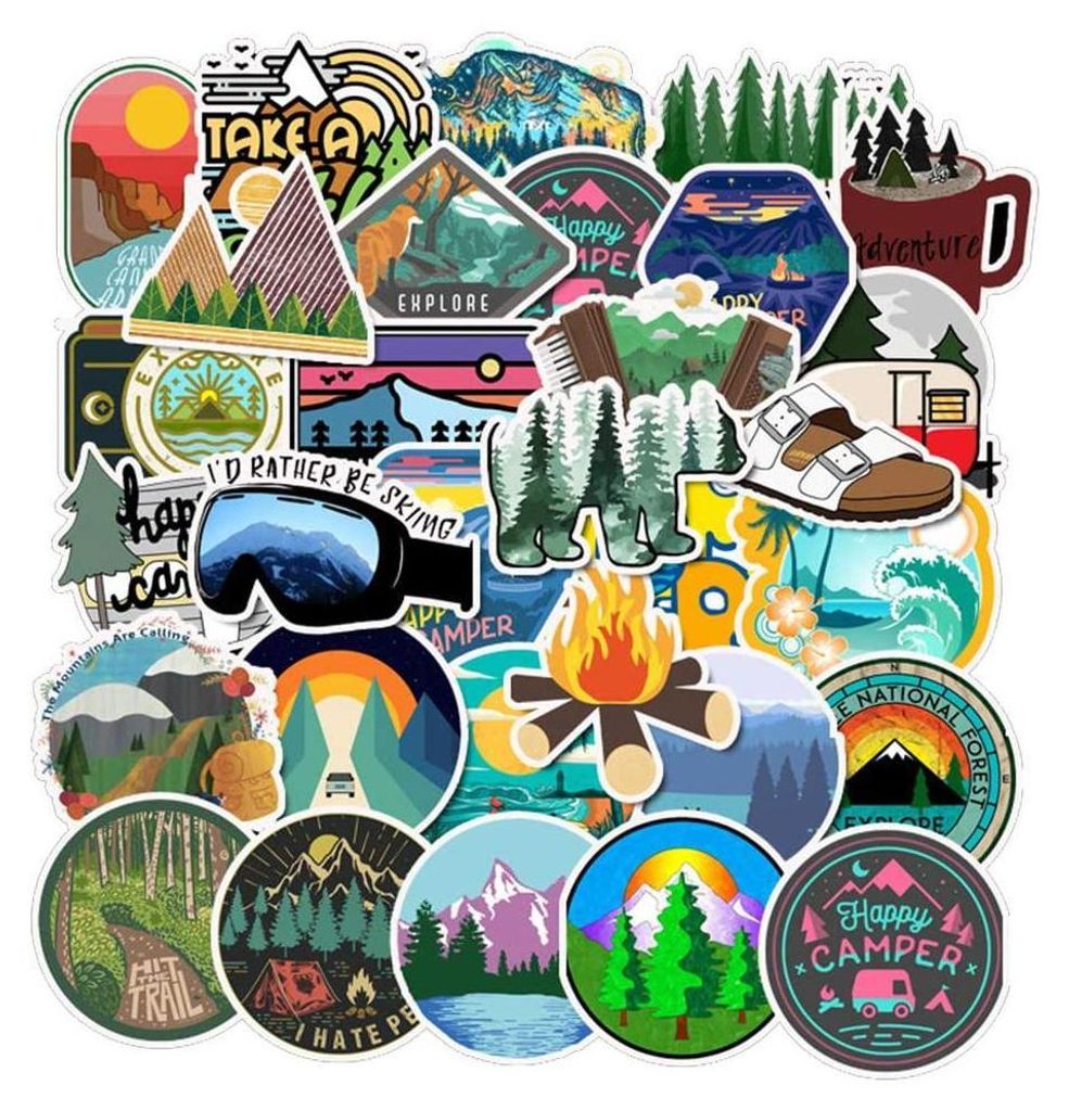 50x Aufkleber und Abziehbilder - Camping