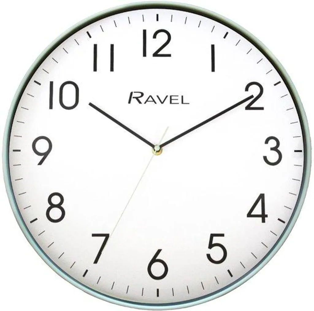Grande horloge murale design vert sauge 40 cm pour cuisine et salon