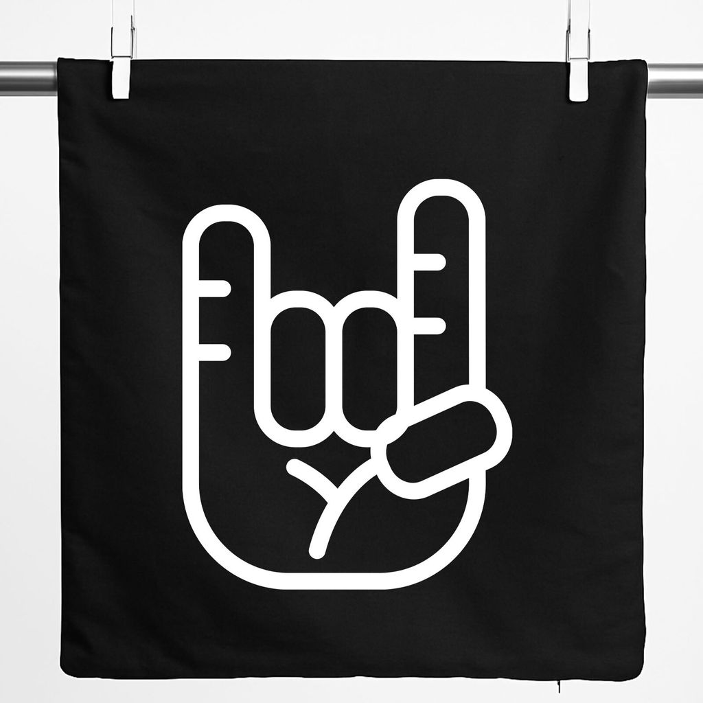 Huuraa Kissenbezug Pommesgabel Hand 40x40cm Black Baumwolle Dekokissenbezug Geschenkidee