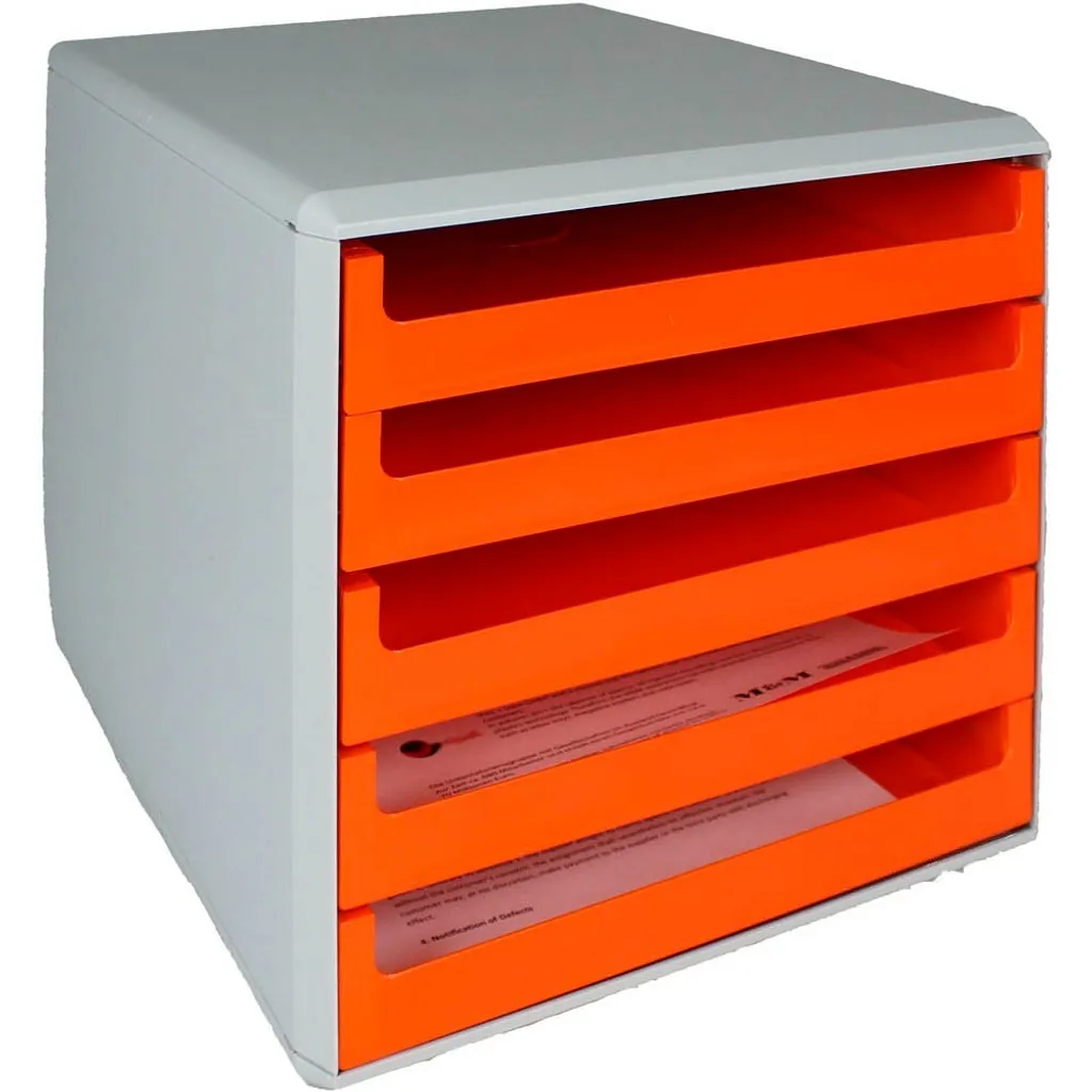 Boîte de tri A4 orange avec 5 tiroirs pour classer courrier et factures