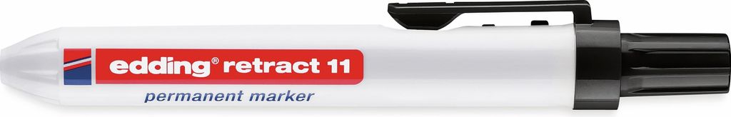 A white permanent marker with black and red branding.