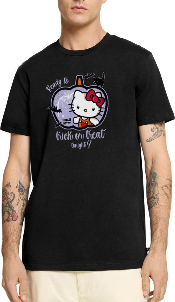 Spreadshirt Hello Kitty Halloween Süßes Oder Saures Männer Premium T-Shirt, 4XL, Schwarz