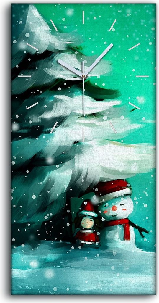 Küche Wohnzimmer Wand Leinwand Uhr 30x60 Wand Kunst Bild Schneemann im Winter - weiße Hände