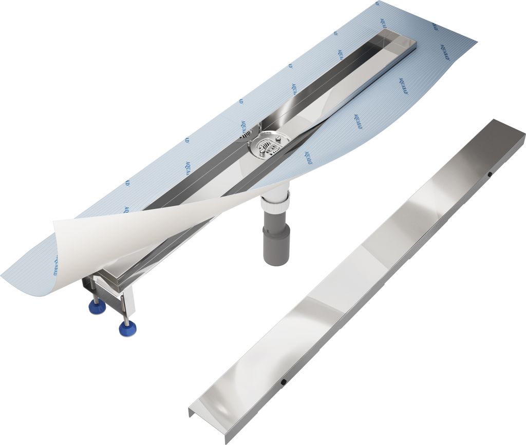 Aquabad SDS Premium Duschrinne 100cm mit Blende: Bord, Ablauf Senkrecht Mittig