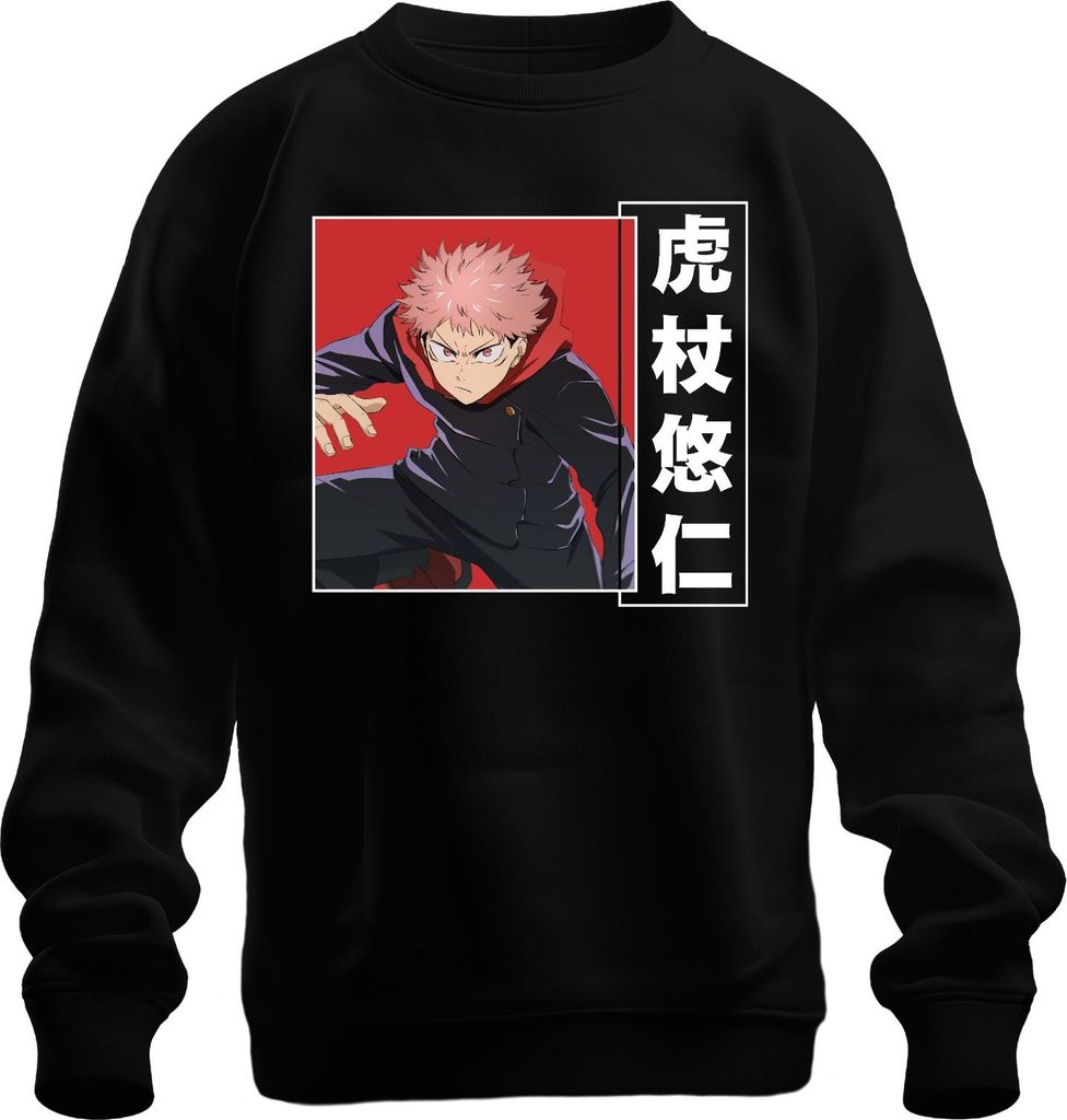 Jujutsu Kaisen Yuji Itadori Anime Manga Geschenk Fan Action Uni Sweatshirt Pullover, Schwarz, 3XL