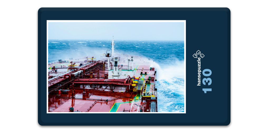 hansepuzzle 17119 - Tanker im Sturm Puzzle, 130 Teile, Industrie, 28,7 x 20,0cm mit hochwertiger Aufbewahrung, Kartonbox & Beutel